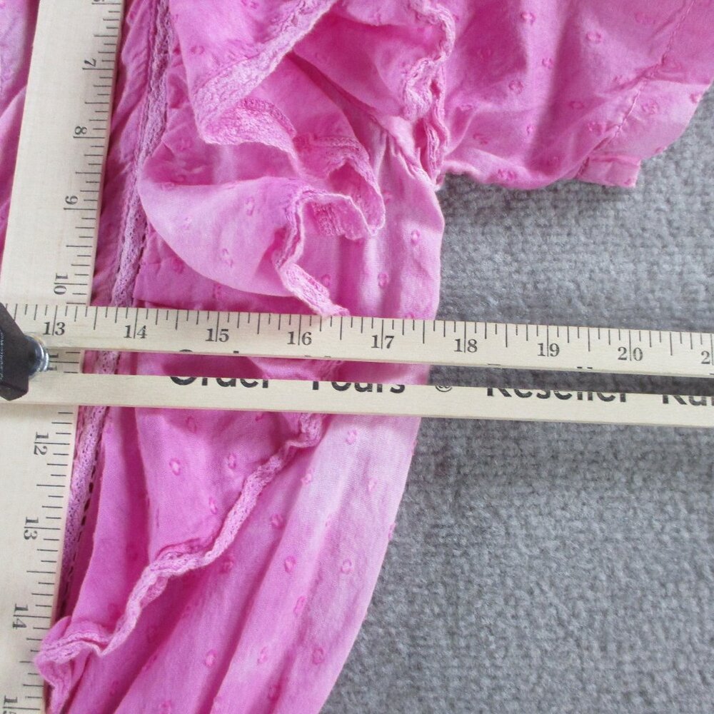 EUC LoveShackFancy Mini Dress Womens Medium Bordeaux Pink Hand Dye - Picture 8 of 11